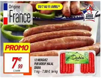 12 Merguez Pur Boeuf halal Dabia