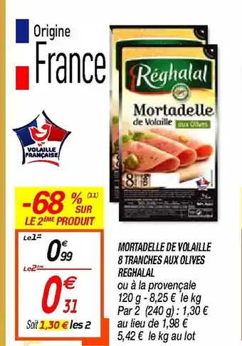 Mortadelle de volaille 8 tranches aux olives reghalal