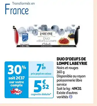 Auchan DUO D'OEUFS DE LOMPE LABEYRIE offre