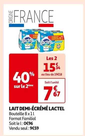 Auchan Supermarché Lactel lait demi-écrémé offre