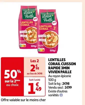 Auchan LENTILLES CORAIL CUISSON offre