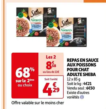 Auchan REPAS EN SAUCE AUX POISSONS POUR CHAT ADULTE SHEBA offre
