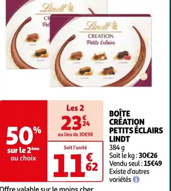 Auchan BOÎTE CRÉATION PETITS ÉCLAIRS LINDT 384 offre