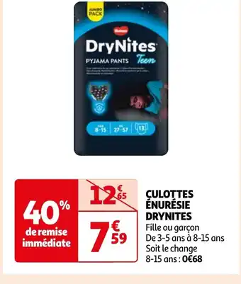 Auchan CULOTTES ÉNURÉSIE DRYNITES offre