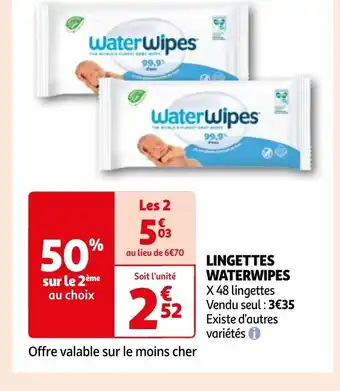 Auchan LINGETTES WATERWIPES offre
