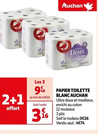 Auchan PAPIER TOILETTE BLANC AUCHAN offre