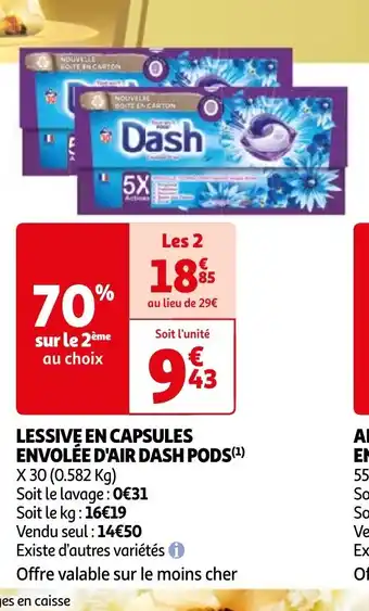 Auchan LESSIVE LIQUIDE 2 EN 1 ENVOLÉE D'AIR DASH offre