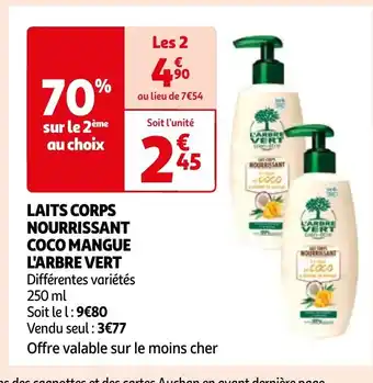 Auchan LAITS CORPS NOURRISSANT COCO MANGUE L'ARBRE VERT offre