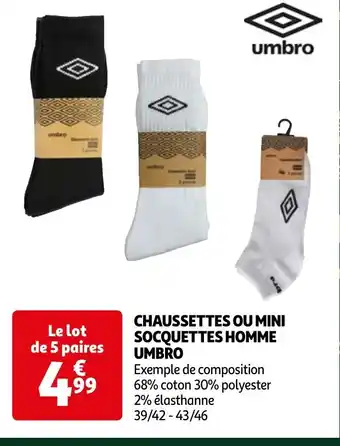 Auchan CHAUSSETTES OU MINI SOCQUETTES HOMME UMBRO offre