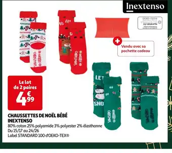 Auchan CHAUSSETTES DE NOËL BÉBÉ offre