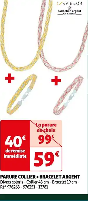 Auchan PARURE COLLIER+ BRACELET ARGENT offre