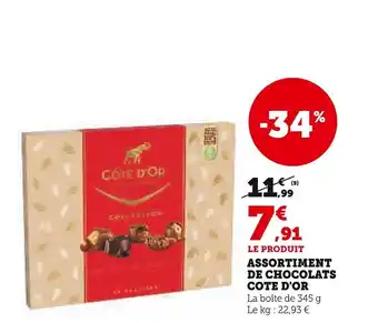 Super U LE PRODUIT ASSORTIMENT DE CHOCOLATS COTE D'OR offre