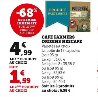 Super U CAFE FARMERS ORIGINS NESCAFE offre