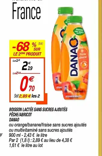 Netto Boisson lactée sans sucres ajoutés pêche /abricot danao offre