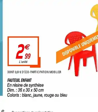 Netto Fauteuil Enfant offre