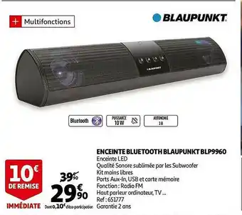 Auchan Enceinte Bluetooth Blaupunkt Blp9960 offre