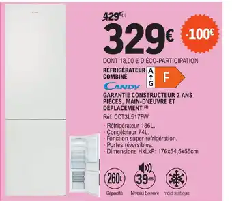E.Leclerc RÉFRIGÉRATEUR A COMBINÉ offre