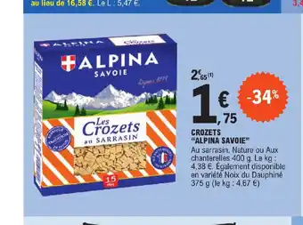 E.Leclerc CROZETS "ALPINA SAVOIE" offre