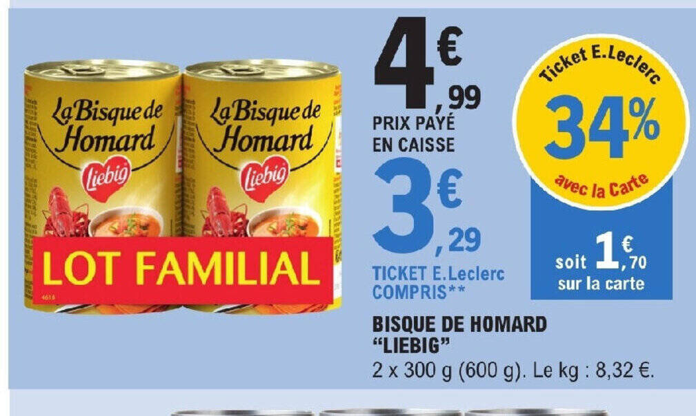 Promo Bisque de Homard liebig chez E.Leclerc