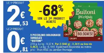E.Leclerc 9 PICCOLINIS BOLOGNAISE SURGELÉS "BUITONI" offre