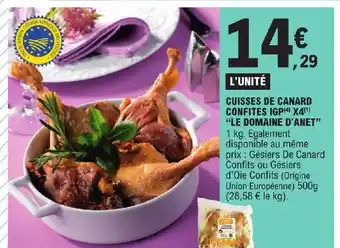 E.Leclerc CUISSES DE CANARD CONFITES IGP(4) X4(¹) "LE DOMAINE D'ANET" offre