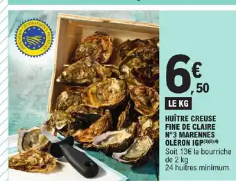 HUÎTRE CREUSE FINE DE CLAIRE N°3 MARENNES
