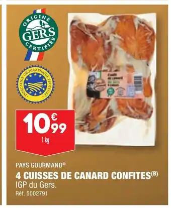 ALDI 4 CUISSES DE CANARD CONFITES offre