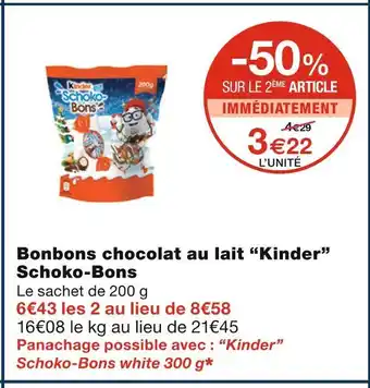Monoprix Kinder bonbons chocolat au lait schoko-bons offre