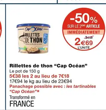 Monoprix Cap océan rillettes de thon offre