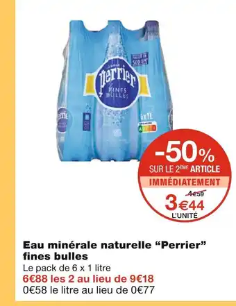 Monoprix Perrier eau minérale naturelle fines bulles offre
