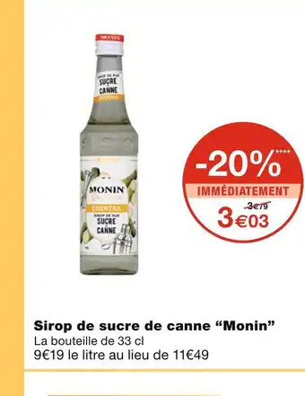 Monin sirop de sucre de canne