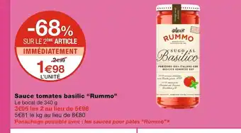 Monoprix Rummo sauce tomates basilic offre