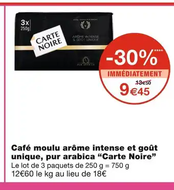 Carte noire café moulu arôme intense et goût unique, pur arabica