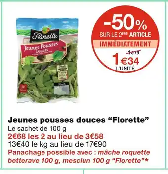 Monoprix Florette jeunes pousses douces offre