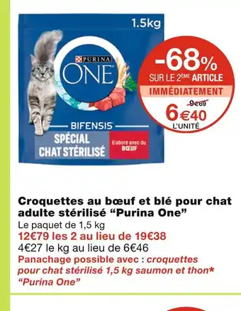 Monoprix Purina one croquettes au bœuf et blé pour chat adulte stérilisé offre