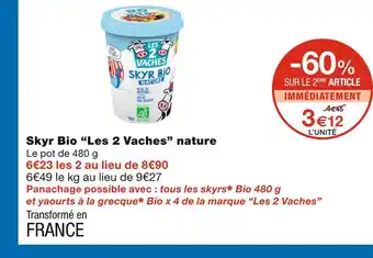 Monoprix Les 2 vaches skyr bio nature offre