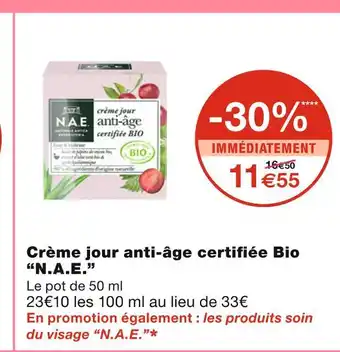Monoprix N.a.e. crème jour anti-âge certifiée bio offre