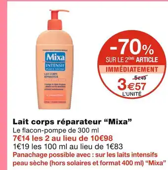 Monoprix Mixa lait corps réparateur offre