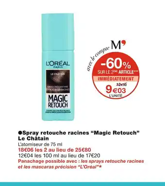Monoprix Magic retouch spray retouche racines le châtain offre