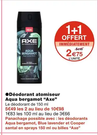 Monoprix Axe déodorant atomiseur aqua bergamot offre