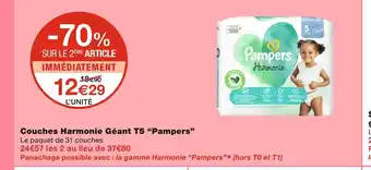 Monoprix Pampers couches harmonie géant t5 offre