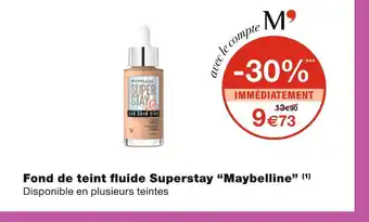 Monoprix Maybelline fond de teint fluide superstay (1) offre