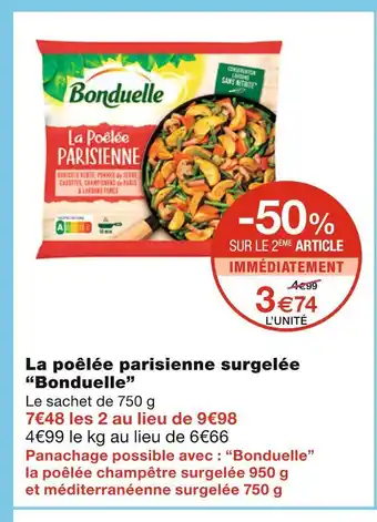 Monoprix Bonduelle la poêlée parisienne surgelée offre