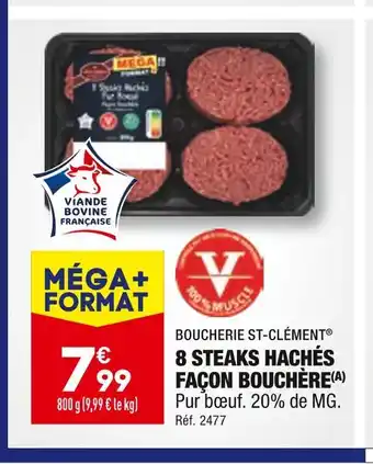 ALDI Boucherie st-clément 8 steaks hachés façon bouchère offre