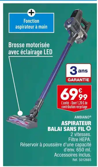 ALDI Ambiano aspirateur balai sans fil offre