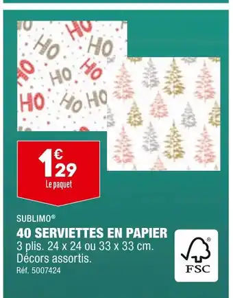 ALDI Sublimo 40 serviettes en papier offre