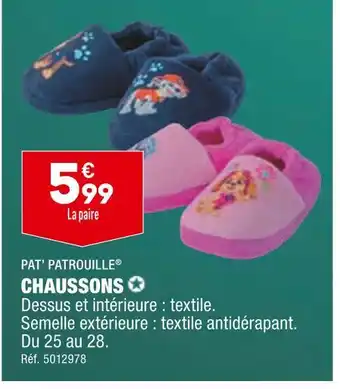 ALDI Pat’ patrouille chaussons offre