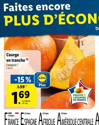 Lidl Courge en tranche offre