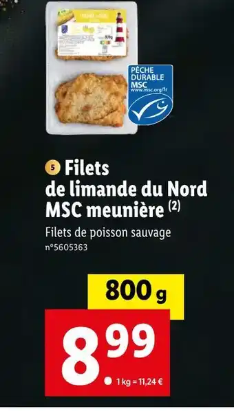 Lidl Filets de limande du nord msc meunière offre