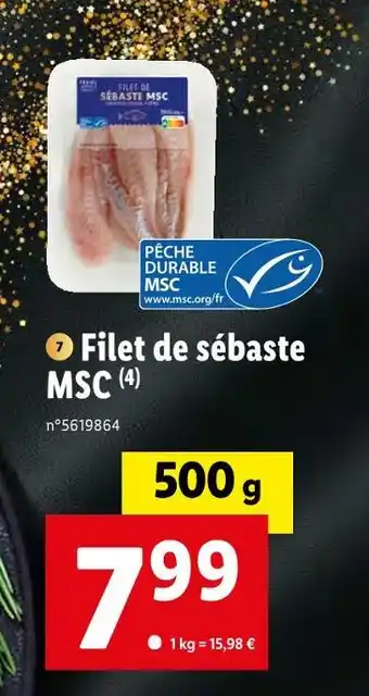 Lidl Filet de sébaste msc offre